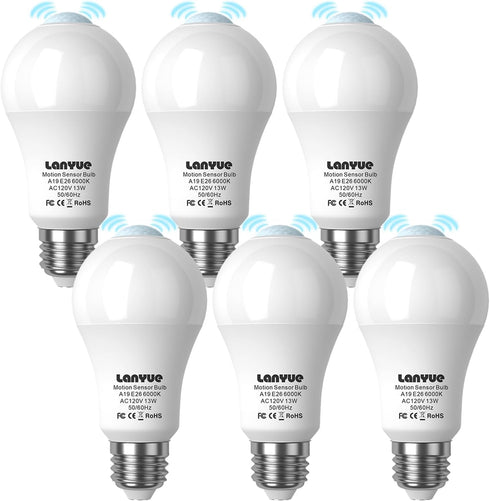 lanyue Motion Sensor Light Bulb,Activated Detector Light Bulb Indoor,Dusk to Dawn Security Bulb,13W