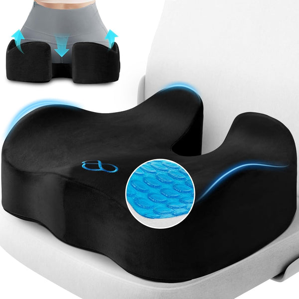 CushyOasis Seat Cushion, Gel Chair Cushions, Office Chair Cushions, Anti-Slip Bottom & Removable
