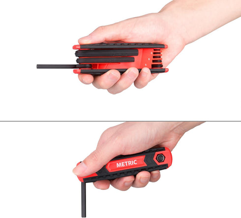 25-Piece Folding Hex Key Wrench Set, Metric 1.5mm - 8mm, SAE 5/64 - 1/4 , Cr-V Steel with Precise and Chamfered Tips
