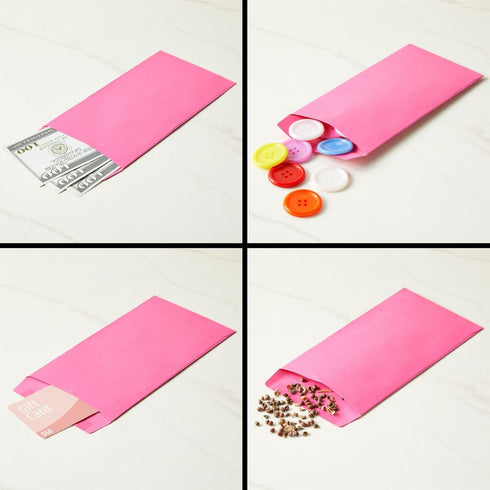 Okuna Outpost 100 Pack Money Envelopes for Cash, Payroll, 100GSM, Pink (4 x 7 In)
