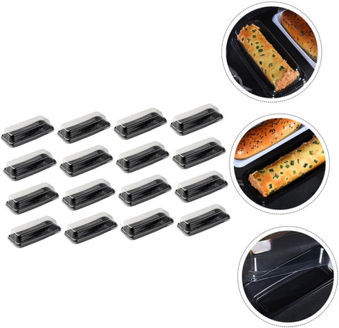 16pcs Packaging Creative Bread Box with Lid Black Rectangular Cake Storage Case for Bakery, Loaf Bread and Household