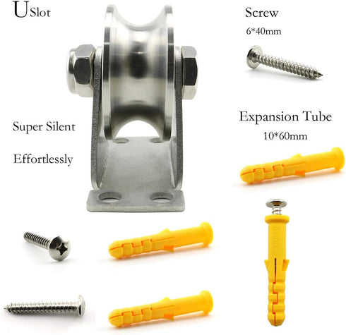 heyous Stainless Steel Pulley Block, Single Wheel Swivel Lifting Rope Pulley Block with Mounting Screws
