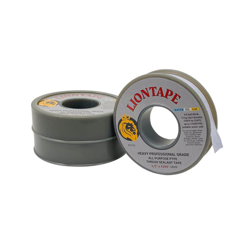 Liontape G701 3-Pack 1/2" x 1200" Heavy Duty Professional Teflon Tape for Water/Oil/Gas, 4-Mil, Grey.