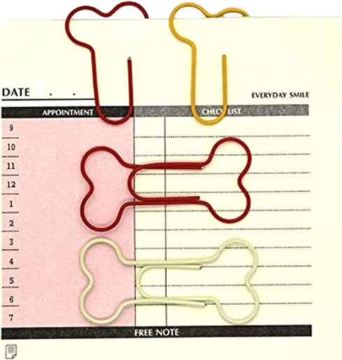 Cute Dog Bone Shape Paper Clips, 50 Pcs, Colorful for Notebook, Office, School, and Home Use