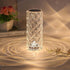 WeFoonLo Rose Diamond Table Lamp RGB Color Changing Crystal Night Light, Touch Control Bedside Lamp with USB