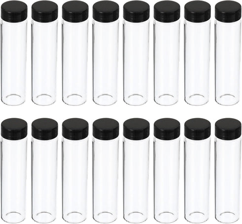 PATIKIL 50mL Glass Vials with Screw Caps, 16Pcs Liquid Sample Vial Storage for Essential Oil, Clear Black