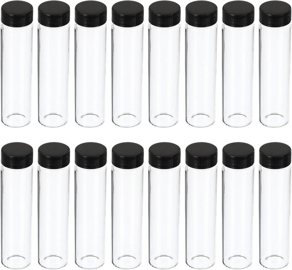 PATIKIL 50mL Glass Vials with Screw Caps, 16Pcs Liquid Sample Vial Storage for Essential Oil, Clear Black