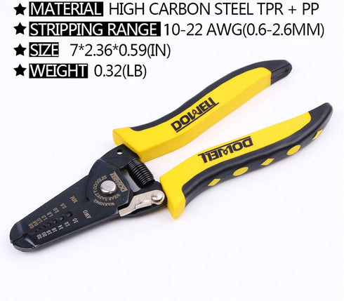 DOWELL 10-22 AWG Wire Stripping Tool, Multi-Function Hand Tool for Electrician, 2-Piece