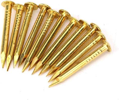 100Pcs Multi-Sizes Brass Nails - Brass Tacks Hardware for Wooden DIY Decorative Pictures