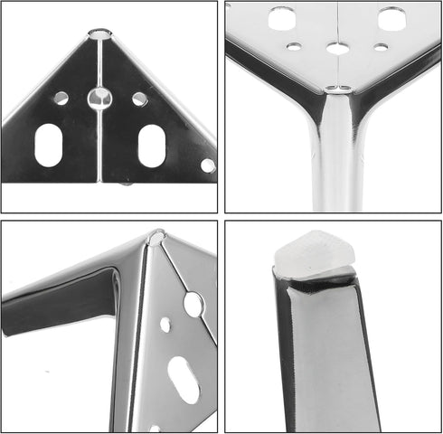 4pcs OSALADI Silver Metal Furniture Support Legs Cabinet Feet Triangle Steel Sofa Table Legs for Dresser Coffee Table