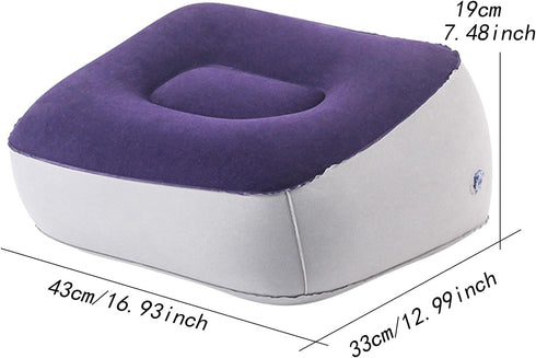 AsrMyjcx Inflatable Foot Rest Pillow Travel Footrest Pillow Car Train Ottomans Portable Home PVC Flocking Comfortable