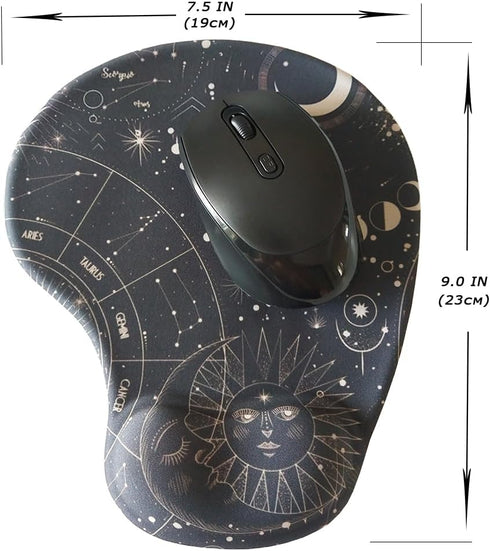Ergonomic Aesthetic Black Portable Mouse Pad, Non-slip Computer Mouse Pad with 3D Gel Wrist Rest