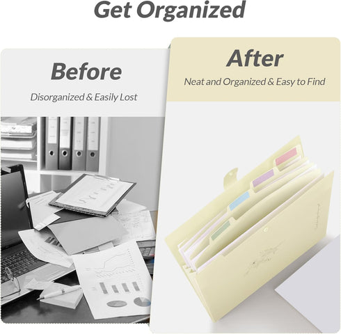 SKYDUE Expanding File Organizer with 5 Pockets, Portable Document Paper Bill Receipt Organizer for Office Supplies