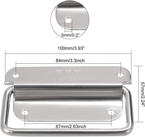 4 Inch Pull Ring Handle Stainless Steel Foldable Boat Hatch Latch Cabinet Lifting Ring Pull Handle - Pack of 2 by XMHF