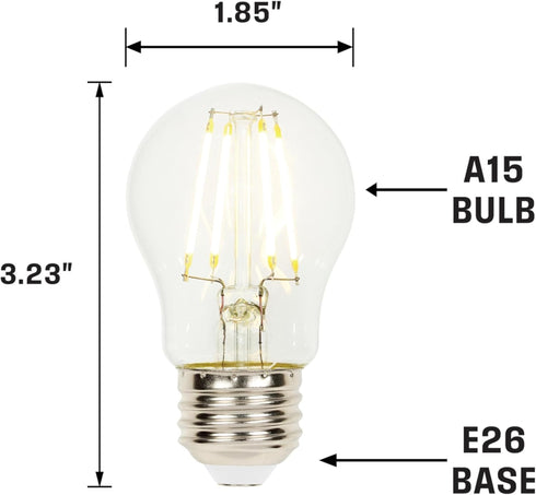 Westinghouse 5316620 4.5 Watt A15 Dimmable Clear Filament LED Light Bulb, 40 Watt Equivalent, 6 Pack