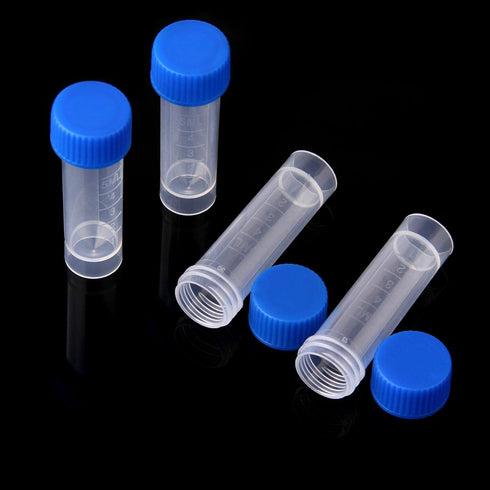 5ml Plastic Test Tubes with Screw Caps - Small Vial Storage Container for Lab, 50pcs