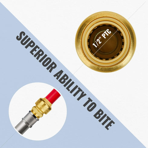 SUNGATOR Push to Connect Plumbing Fittings Mix, No Lead Brass 1/2 Inch Pushfit Female Adapter (4 PCS) and Male Adapter
