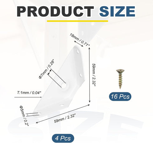 Gusset 4Pcs 59mm 59mm PATIKIL Joints, x Carbon Steel Corner Braces Bracket Angle Joining Support with Screws for Wood