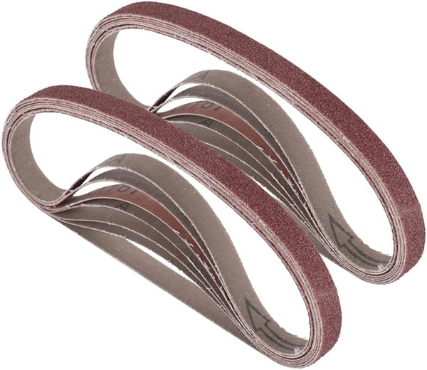 1/2 inch x 18 inch Sanding Belts - 20 Pack Fine Grits for Woodworking, Metal Polishing
