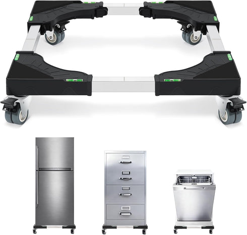 Nefish Furniture Dolly Adjustable Mini Fridge Stand with Wheels Washing Machine Stand