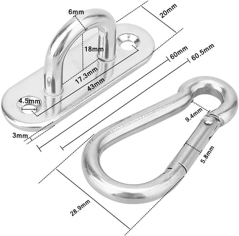 2 Set Heavy Duty Hanger with Swivel Carabiner, Hammock Wall & Ceiling Mount Swing Hooks for Outdoor Exercise & Yoga