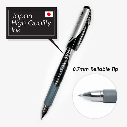 High Grade Gel Pens, Black Ink, 0.7mm Fine Point, 10 Count Pack, Quick Smooth Writing, Screw Off Cap, Gel Ink Pens, for School, Office Supplies (BIZ-GEL23-Black by FLEXOFFICE