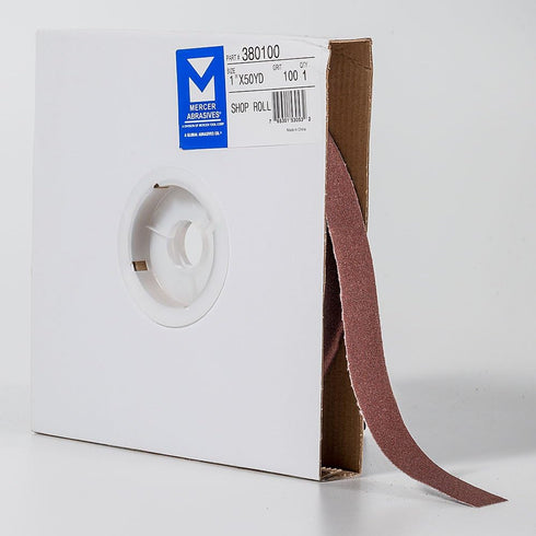 Mercer Industries 380100 1" x 50 Yards Shop Roll, 100 Grit