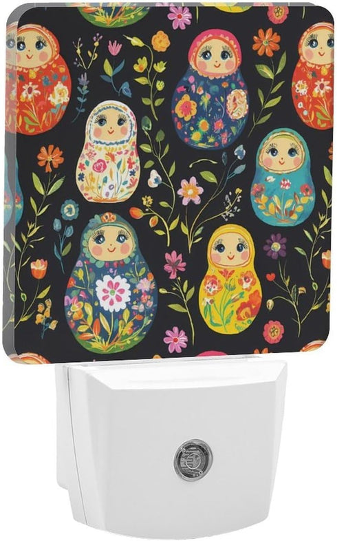 Generic Russian Nesting Dolls Flowers Night Light Dusk to Dawn Into Wall Bright Auto Sensor Lamp Plug LED for Home