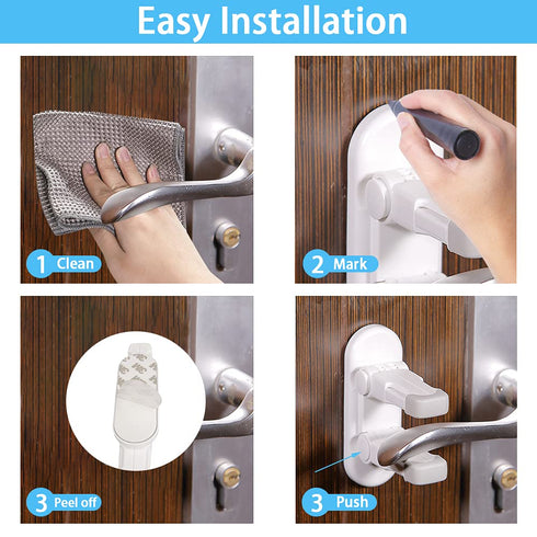 Flowden Lock2 PackPrevents Improved Childproof Door Lever Toddlers from Opening Doors. Durable ABS with Adhesive
