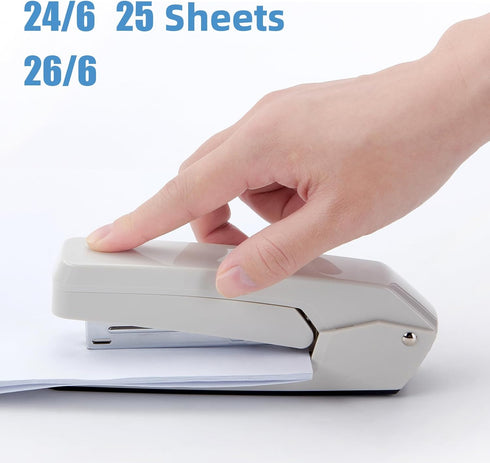Deli/EZWORK Swing-Arm Swivel Stapler, 25 Sheets Capacity, 360 Degree Rotate Desk Stapler with 1000 Staples