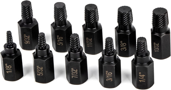 LLNDEI 10 Pieces Screw Extractor Set, Hex Head Easy Out Bolt Extractor, Multi-Spline Ez Out Stripped Fastener Tool