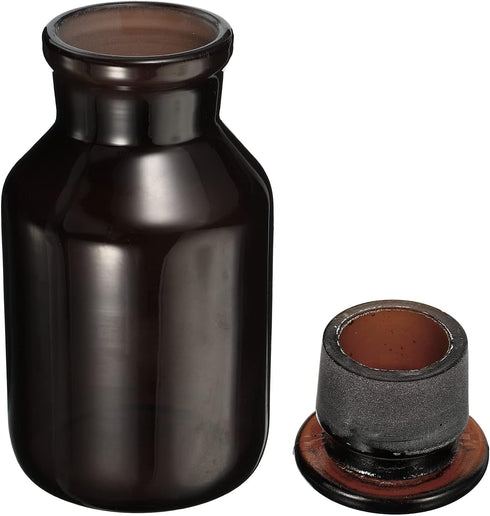 PATIKIL 250mL Round Wide Mouth Reagent Media Bottle with Amber Cap for Chemistry Lab, 1Pcs
