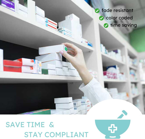 The Organized Pharmacy Expiration Dates Stickers System, 5 Year Supply - 480 Color Coded Inventory Management Labels