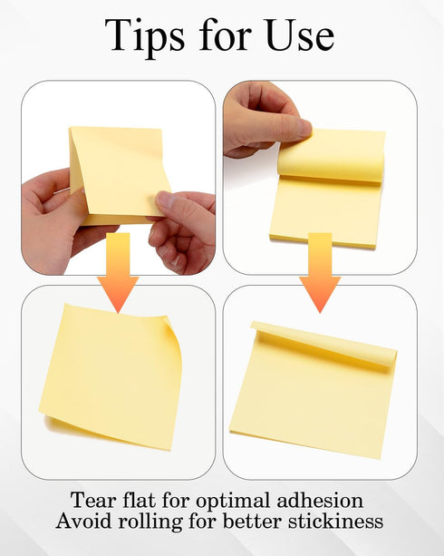 Sticky Notes 3x3 in 3600 Sheets, 48 Pads Yellow Self-Stick Memo Pads, Clean Removal Durable Adhesive for Office