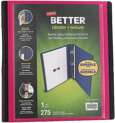 STAPLES 13568 Binders, Pink by STAPLES