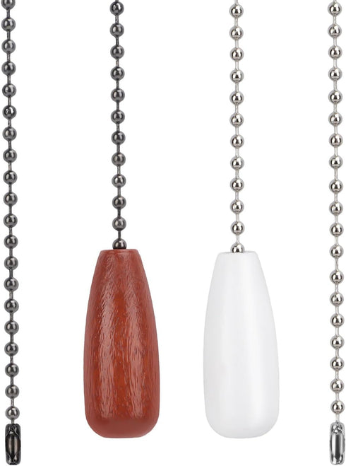 Gosknor 2pcs Ceiling Fan Pull Chain Extension, 12.68in White & Brown Light Pull