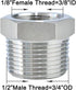 Joywayus Stainless Steel Hex Head Bushing Reducer Pipe Fitting, 1/2 NPT Male × 1/8 NPT Female (Pack of 2)