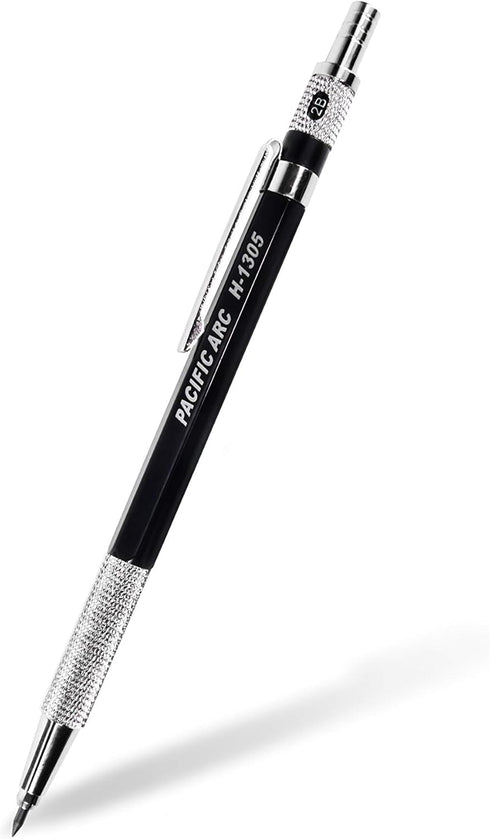 Pacific Arc Black Drafting Pencil, 2mm Lead Holder and Lead Sharpener for Artist Drawing, Drafting, Sketching