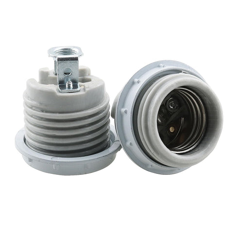 YHXiXi E26 Medium Base Ceramic Lamp Holder with Shade Ring and Bracket Keyless Ceramic Threaded Socket Lighting Fixture