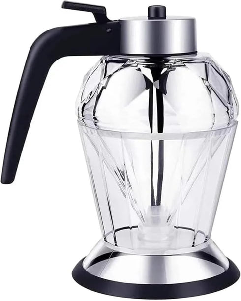 GZRDMWHDV Glass Diamond Shaped Honey Dispenser 200ML Double Layer Oil Dripper with Stand