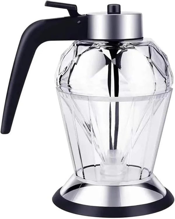 GZRDMWHDV Glass Diamond Shaped Honey Dispenser 200ML Double Layer Oil Dripper with Stand