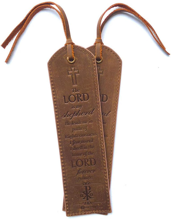 Leather Bible Bookmarks - 2 Inspirational Christian Bookmarks with Psalm 23 Verse, Perfect Gifts for Readers