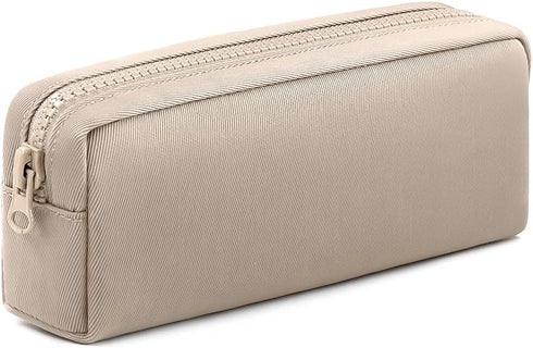 Big Capacity Pencil Case, Pure Color Pen Pouch with Zipper for Adult Officers, Stationary Storage Bag (Khaki)