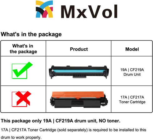 MxVol Compatible Drum Unit Replacement for HP 19A CF219A Imaging Drum, Yields Up to 12,000 Pages for Laserjet Pro