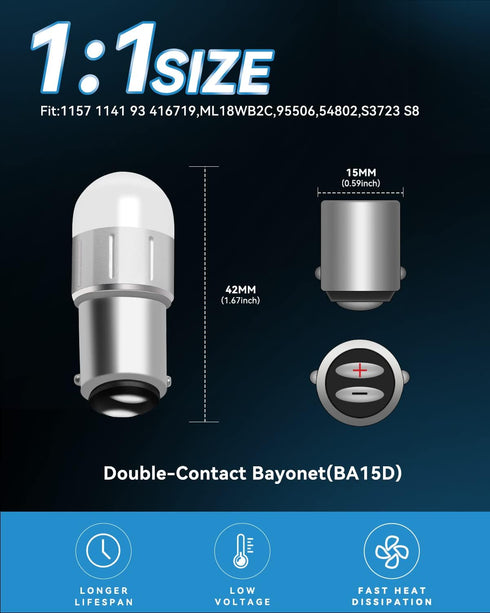 1076 LED Bulb BA15D, 1176 1142 1004 90 Bulb, 10-30Volt AC/DC for Outdoor Landscape Lighting, 2 Pack