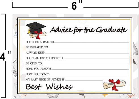 Graduation Wish Cards - 50PCs High School or College Graduation Advice Cards for 2025 Celebration Party Supplies