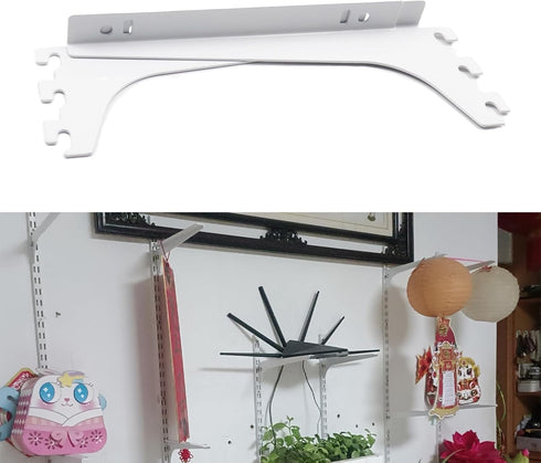 2Pcs 7.6" Single Track System Bracket Upright Bracket Shelf Bracket for Shelves Shelf Install, Bookshelf, Garden