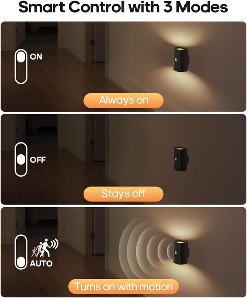 2200mah 2-Pack GOODEA Rechargeable Night Light with Motion Sensor, Battery Operated Warm White Motion Sensor Light