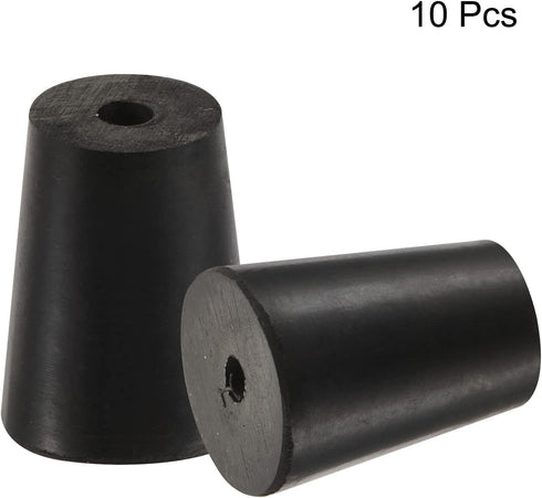 MECCANIXITY 10 Pieces Black Rubber Tapered Plug 14mm to 19mm with Hole for Test Tubes Bungs Stopper, Lab Home