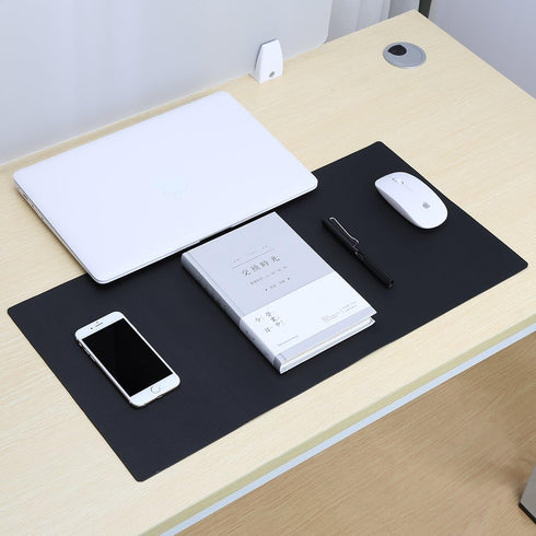 KINGFOM Desk Pad, PU Leather Office Desktop Protector with Comfortable Writing Surface (23.6" x 11.8", Black)